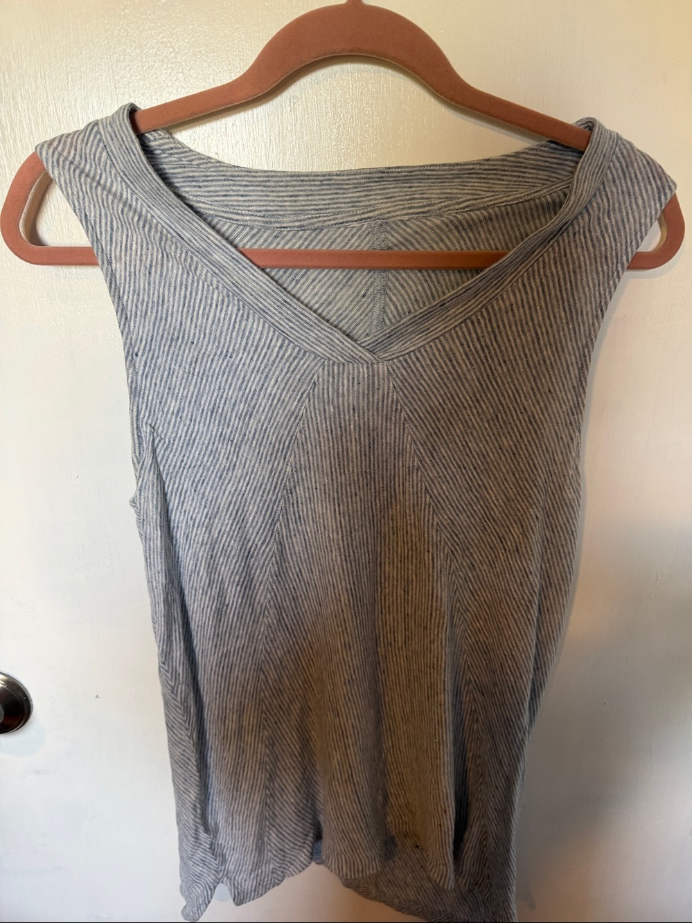 Large Sigrid Olsen Linen Striped Sleeveless Shirt